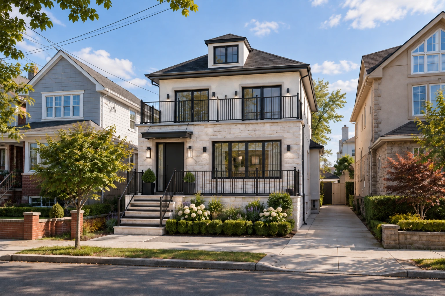 Street-facing exterior design rendering of 12th Avenue Residence with illustrative landscaping