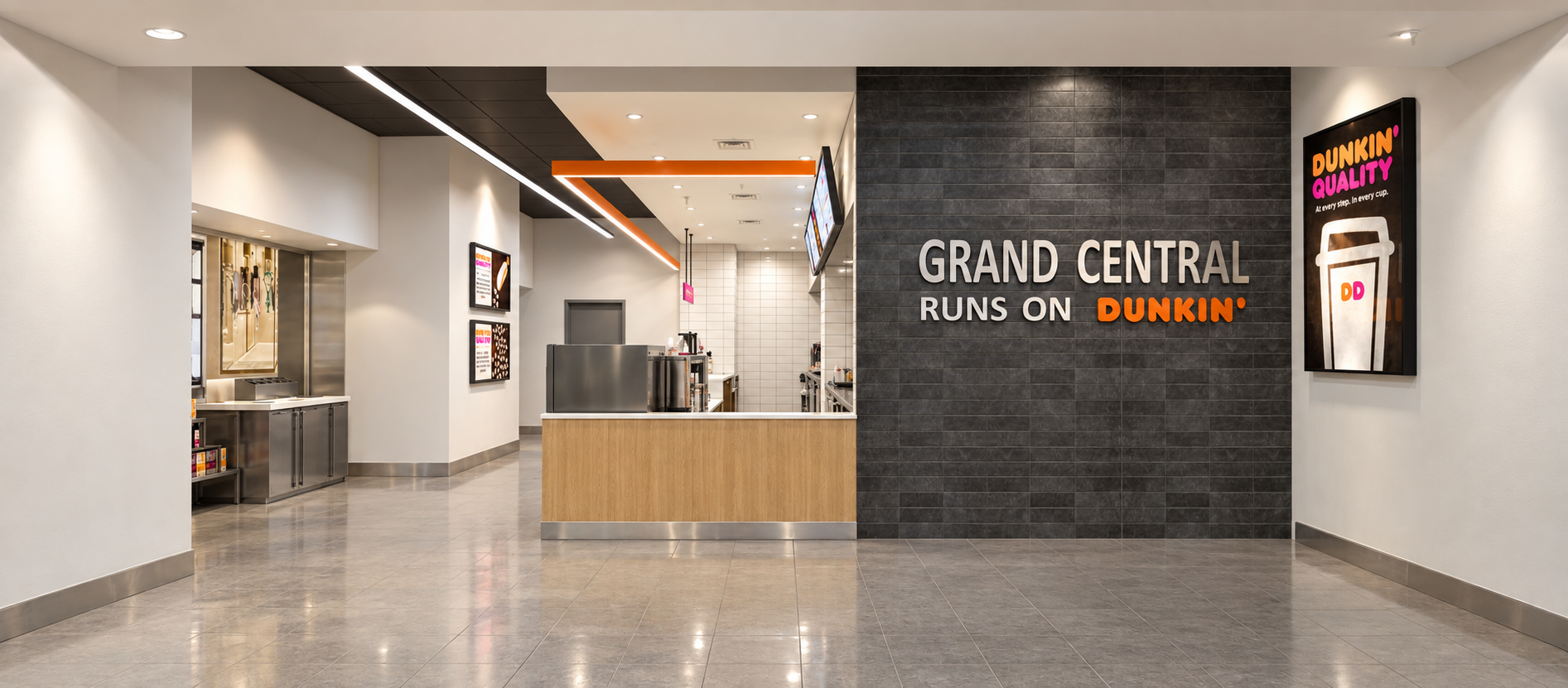 Rendering of the Dunkin entrance at Grand Central Madison