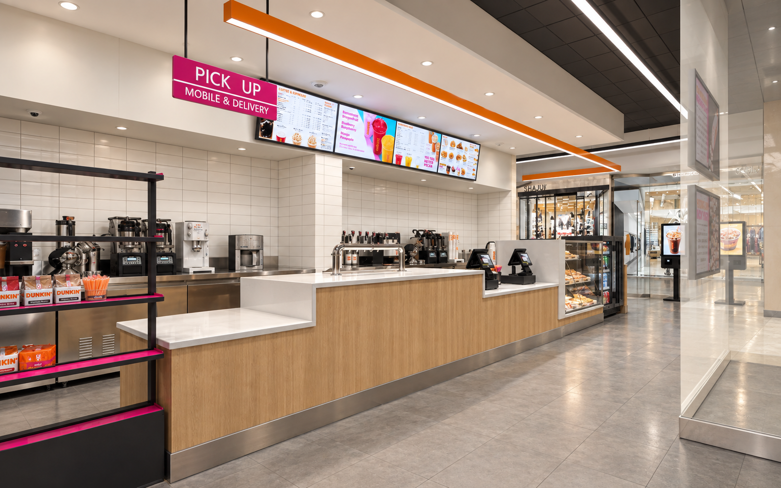 Rendering of the Dunkin pickup counter