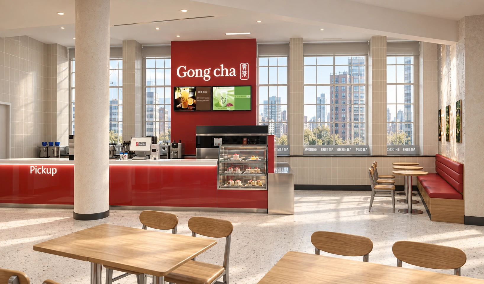 Rendering of the Gong cha service counter