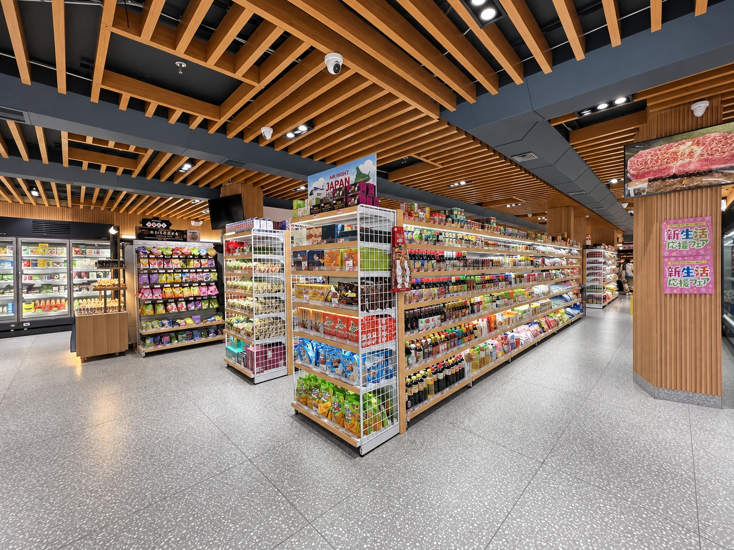 Wide view of the market aisles at Hashi Market