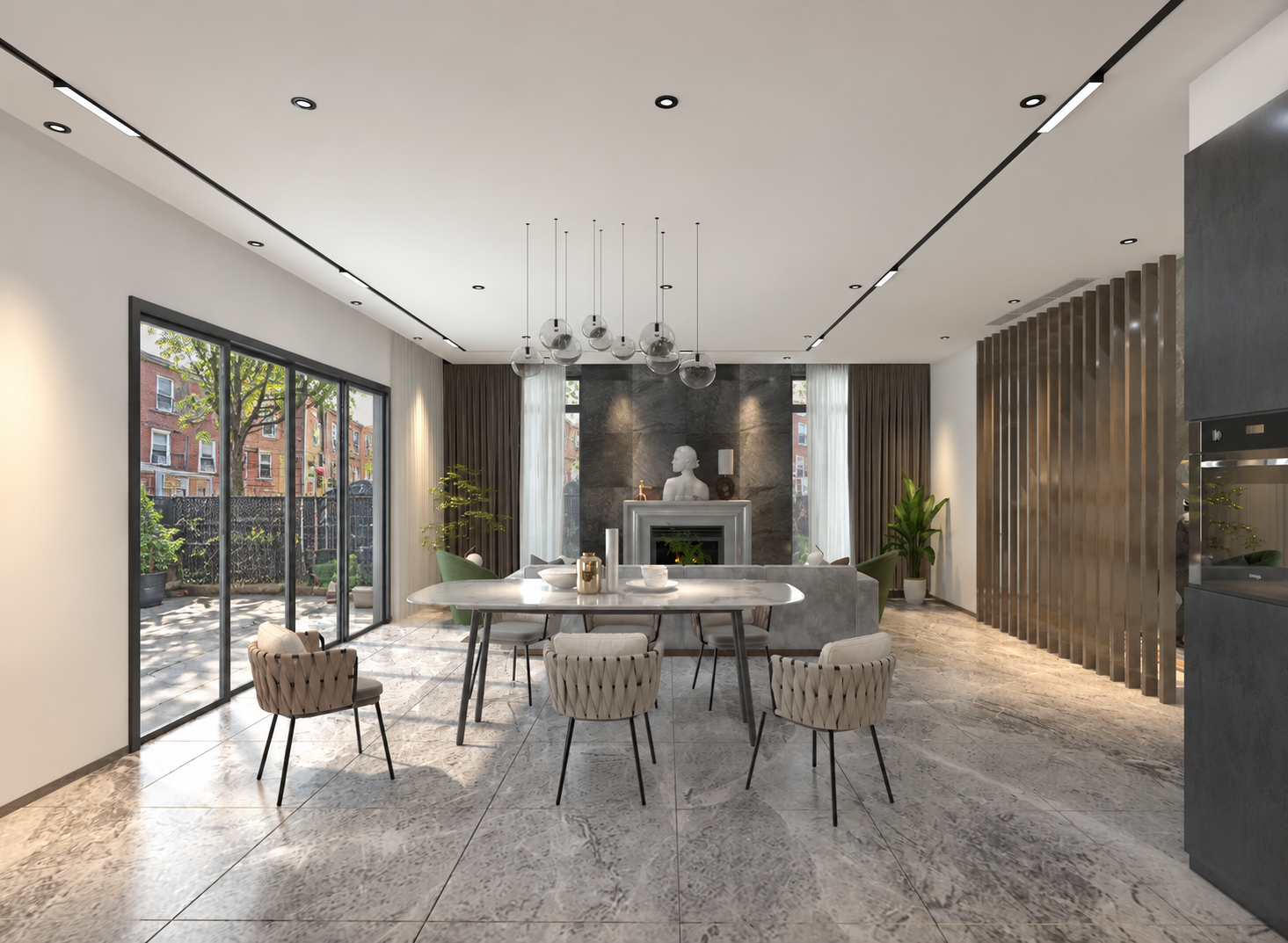 Dining room connected to the living space