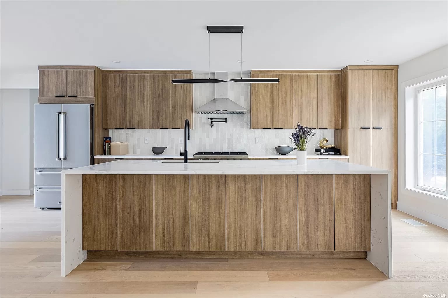White oak kitchen cabinetry and island