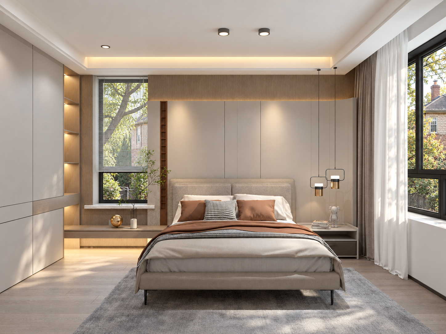 Bedroom with integrated cabinetry