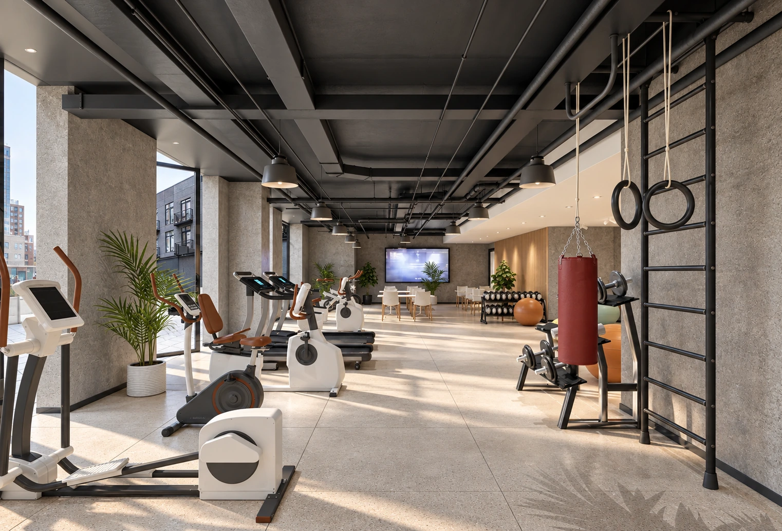 Open fitness lounge