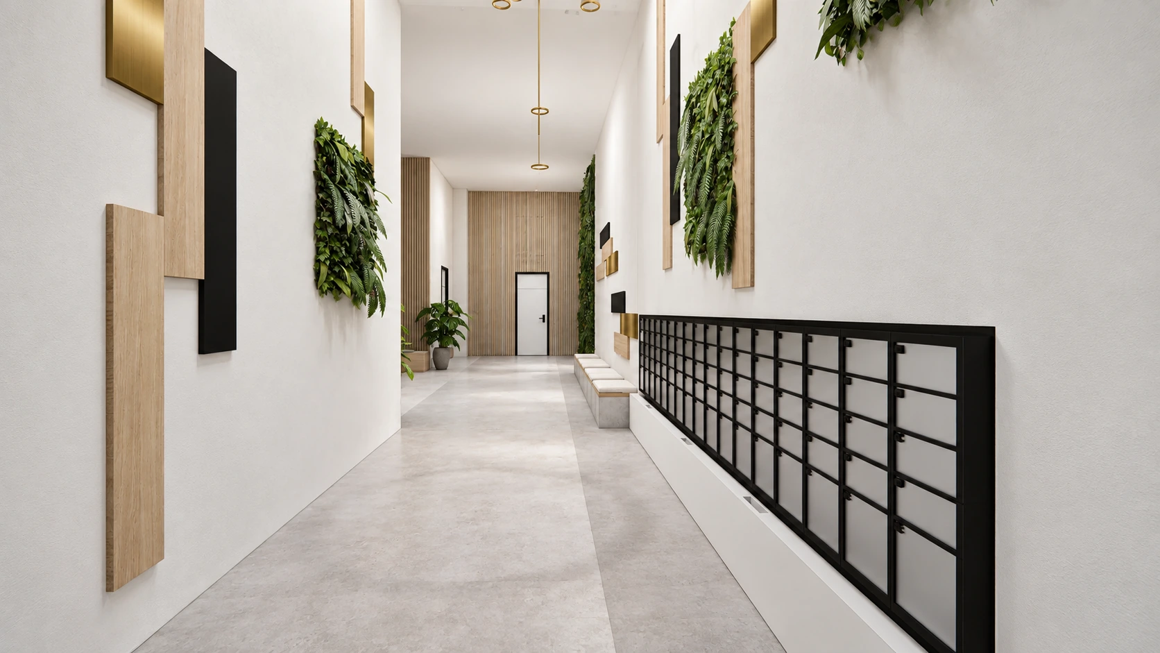 Lobby with integrated mailboxes