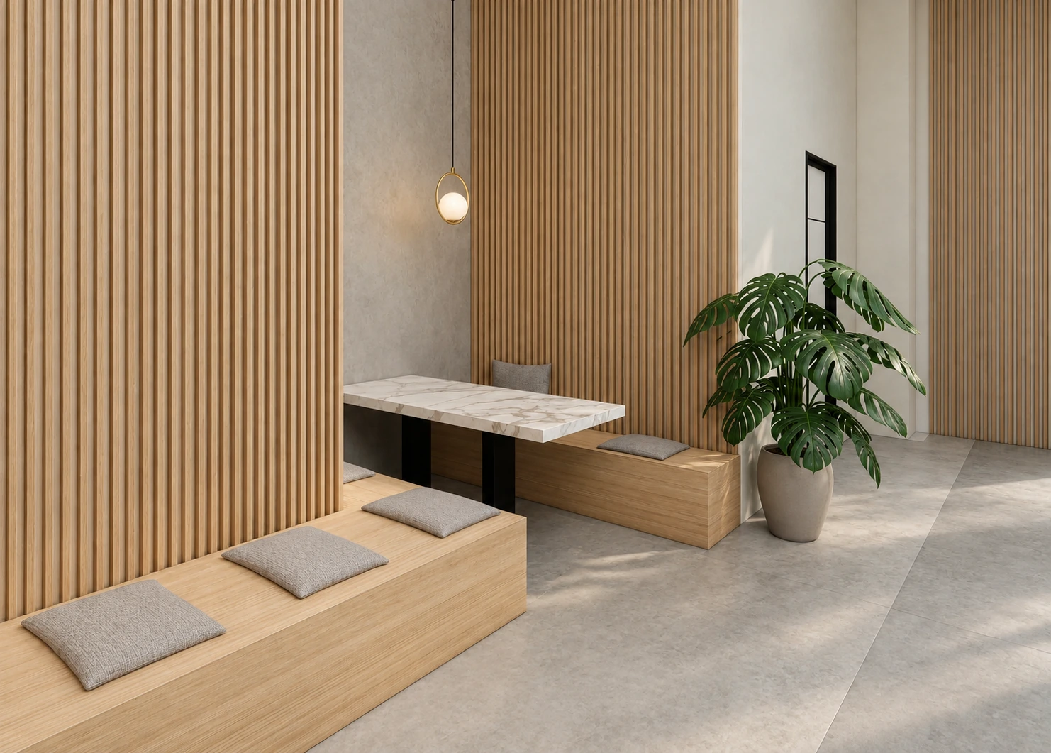 Timber-lined resident seating nook