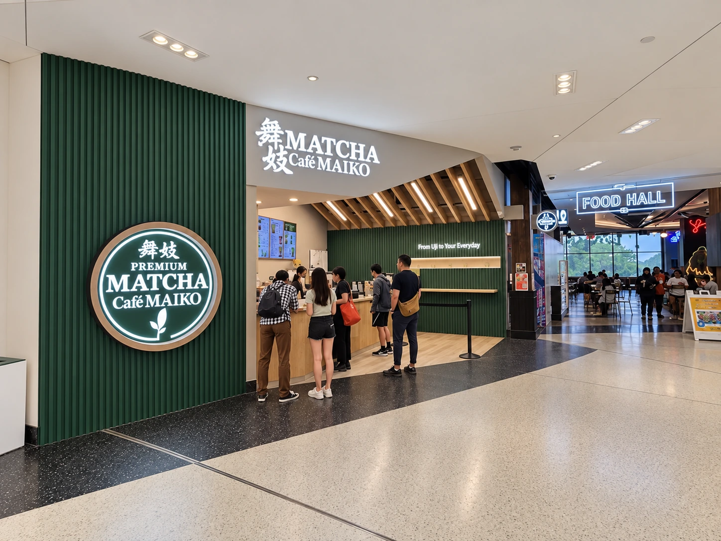 Maiko Matcha Cafe storefront at Tangram