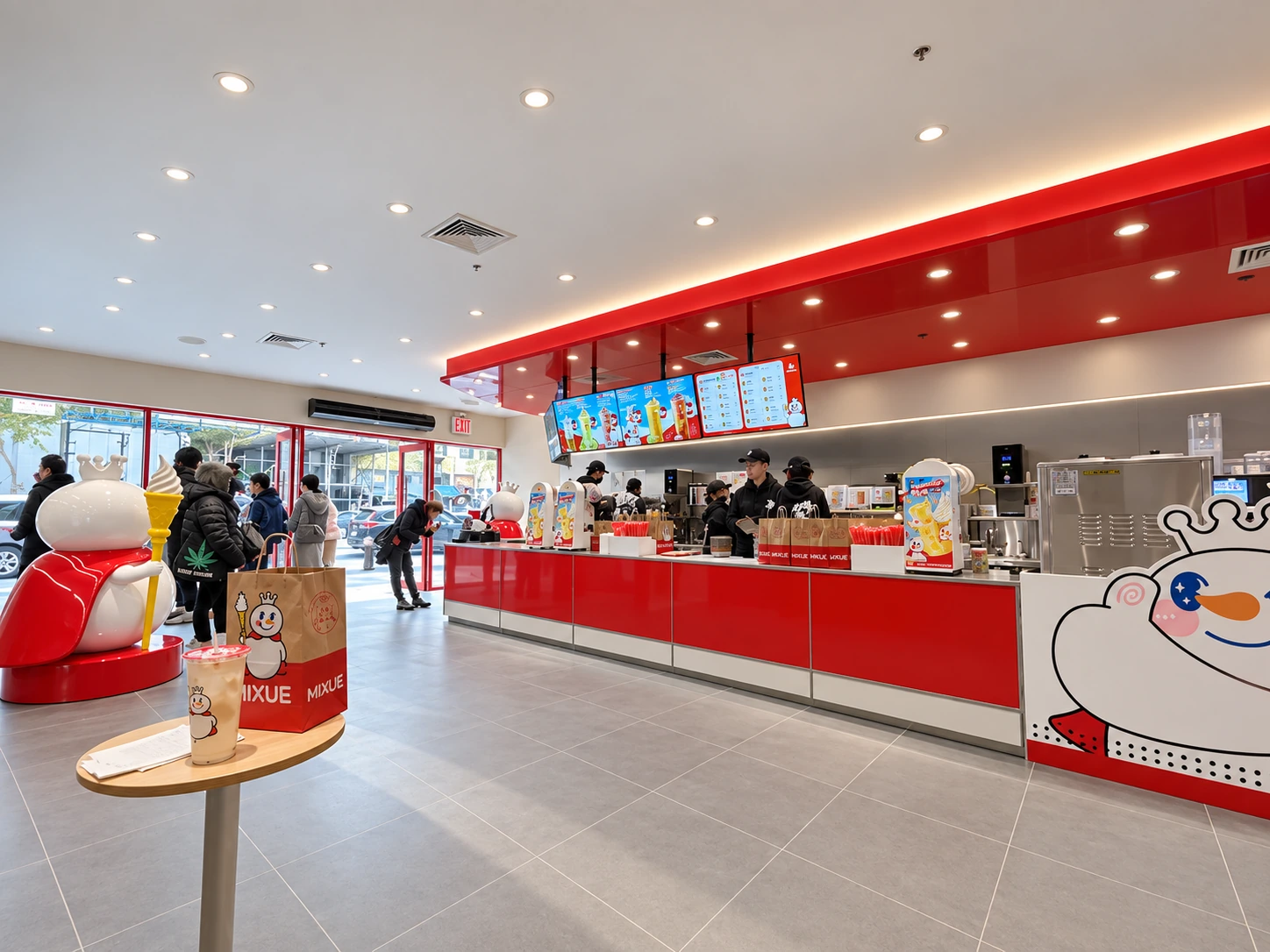 Wide view of the Mixue service counter